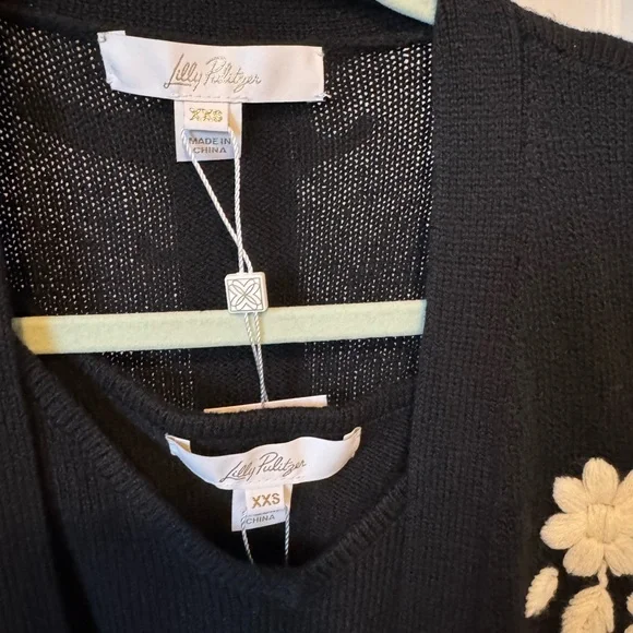 Lilly Pulitzer Black Cardigan with White Floral Accents - Picture 6 of 7